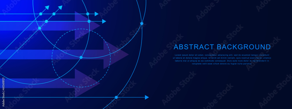 Poster abstract dots and lines with gradient arrow for futuristic world data network concept background. gl