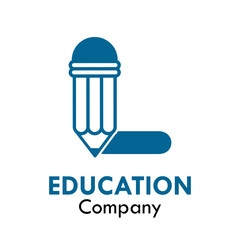 L letter with pencil design logo template illustration. Suitable for education