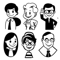 characters vector design black and white