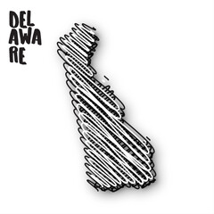 Vector illustration of Delaware map in hand drawn doodle style. Suitable for use as magnets and posters.