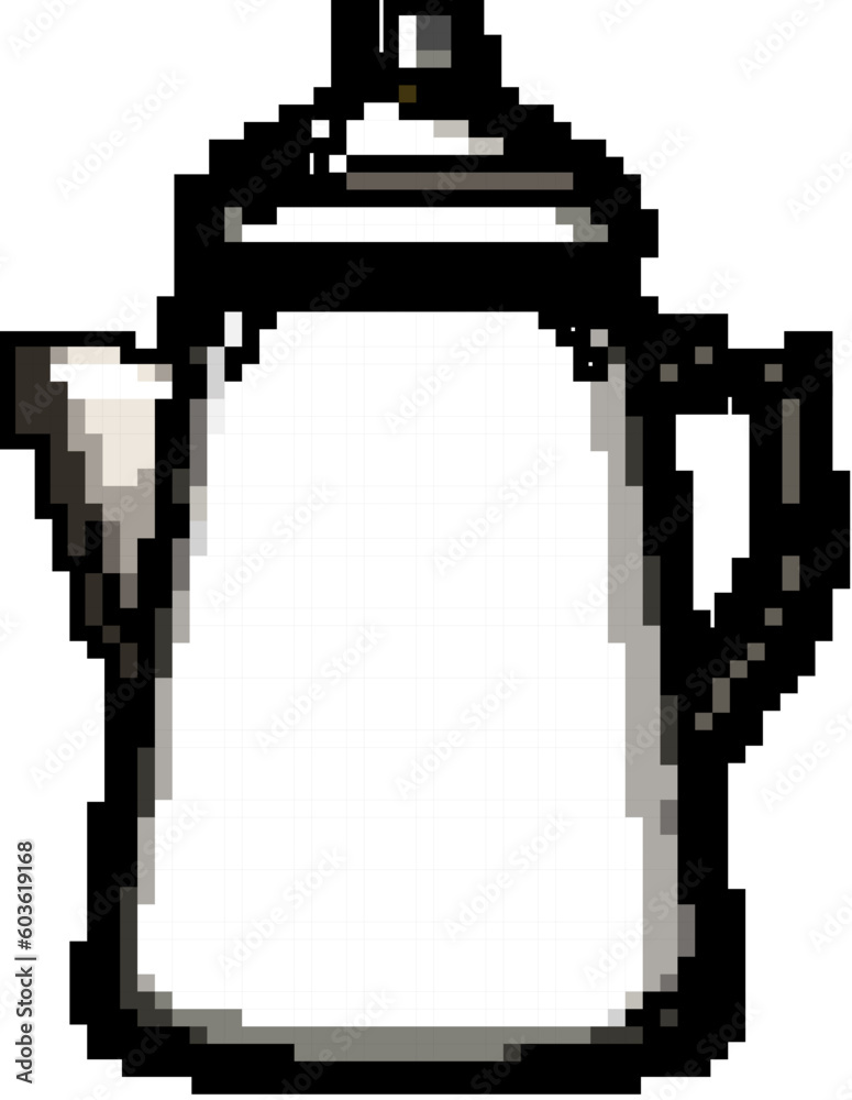 Sticker machine percolator pot coffee game pixel art retro vector. bit machine percolator pot coffee. old vintage illustration