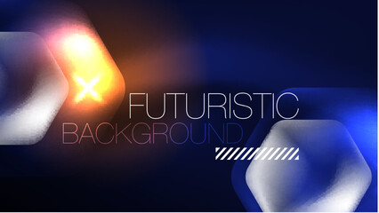 Glowing blue neon hexagons in dark space. Digital technology cyberspace hi-tech techno abstract background template