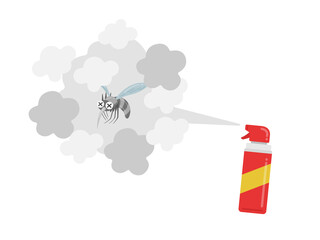 スプレーで蚊を撃退するイラスト