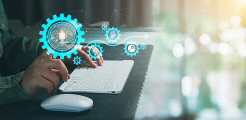 BI-Business intelligence. Process data driven insight to make wise decisions. Using artificial intelligence for big data analysis. With data driven decision making to improve efficiency performance.