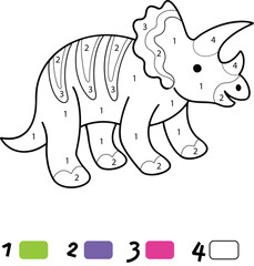 Dinosaur Color By Number Coloring Pages