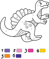 Dinosaur Color By Number Coloring Pages