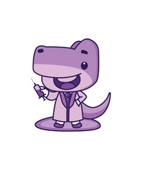 Cute Purple Dinosaur Doctor Cartoon