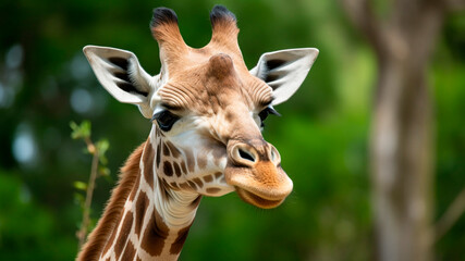 Close-Up of Giraffe Face. Wildlife Beauty, African Safari, Majestic Creature, Nature’s Art.