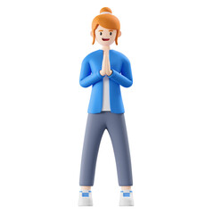 woman regards 3d illustration