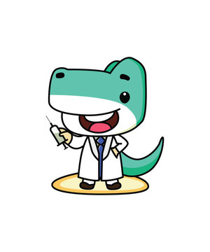 Cute Dinosaur Doctor Cartoon