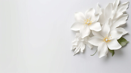 Naklejka na ściany i meble beautiful white flower background with copy space