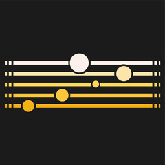 Five Yellow Gradient Lines with Circles Illustration, Black Background