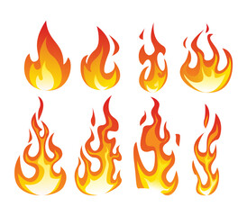fire flames set vector