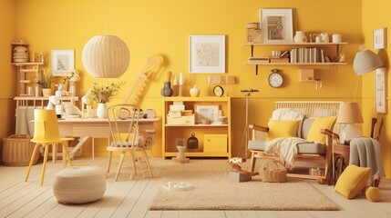 Dirty untidy room. Chaos in the interior. Inaccurate lifestyle. AI generated.