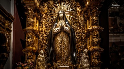Virgen del carmen catholic religious holiday, event. Statue of a woman. AI generated. - obrazy, fototapety, plakaty