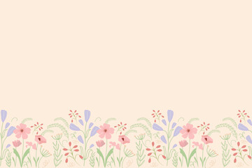 Fototapeta premium Blue Flower floral border background banner frame vector illustration pastel pink blue for Mother’s day, father’s day, valentines, spring, summer, anniversary template decoration for specials day.