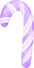 Cute Purple violet Halloween sweet candy cane cartoon hand painted watercolor illustration