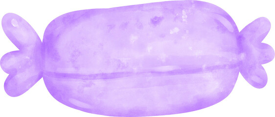 Cute Purple violet Halloween sweet candy cane cartoon hand painted watercolor illustration