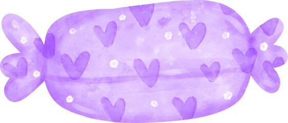 Cute Purple violet Halloween sweet candy cane cartoon hand painted watercolor illustration