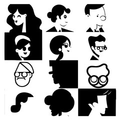 characters vector design black and white