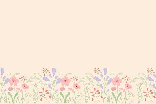 Blue Flower floral border background banner frame vector illustration pastel pink blue for Mother’s day, father’s day, valentines, spring,  summer, anniversary template decoration for specials day.