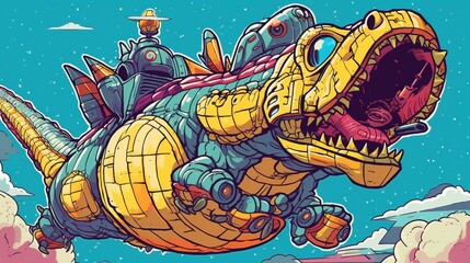 A robot spaceship shaped like a dragon. Fantasy concept , Illustration painting. Generative AI