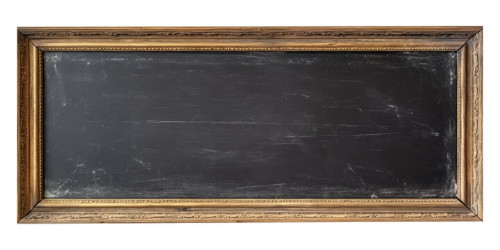 PNG Blank chalkboard with wooden frame on transparent background, copy space. generative ai
