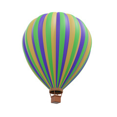 3D rendering hot air balloon isolated.