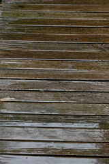 Fototapeta premium A very wet, slippery wooden deck or veranda