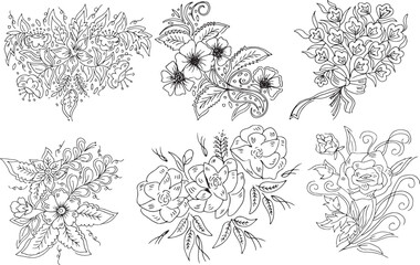 Set of Hand drawn flowers 