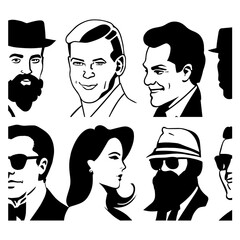 characters vector design black and white