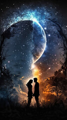 Beautiful space design, planets, Mars, Venus, Earth, Abstract background, full of shapes, Photo the moon mars earth night sky elements of the universe a view from the ground
