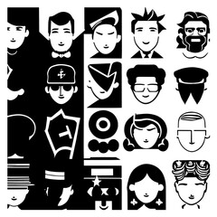 characters vector design black and white