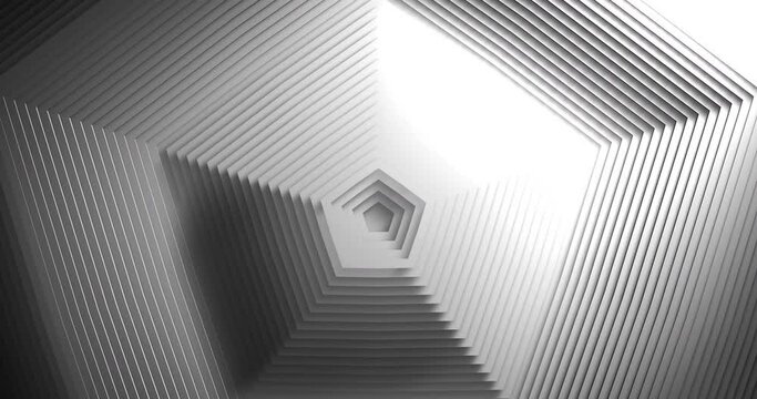 Animation of grey pentagons moving on seamless loop