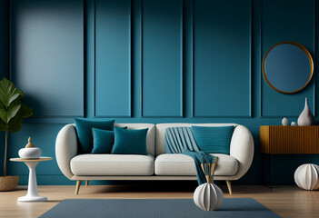Modern interior living room with comfortable sofa Generative ai