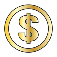 dollar coin currency symbol on gold coin