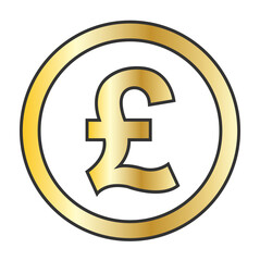 pound coin currency symbol on gold coin