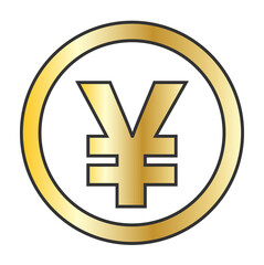 yen coin currency symbol on gold coin