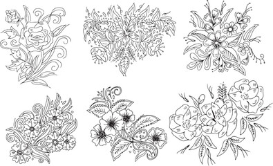 set of hand drawn flowers