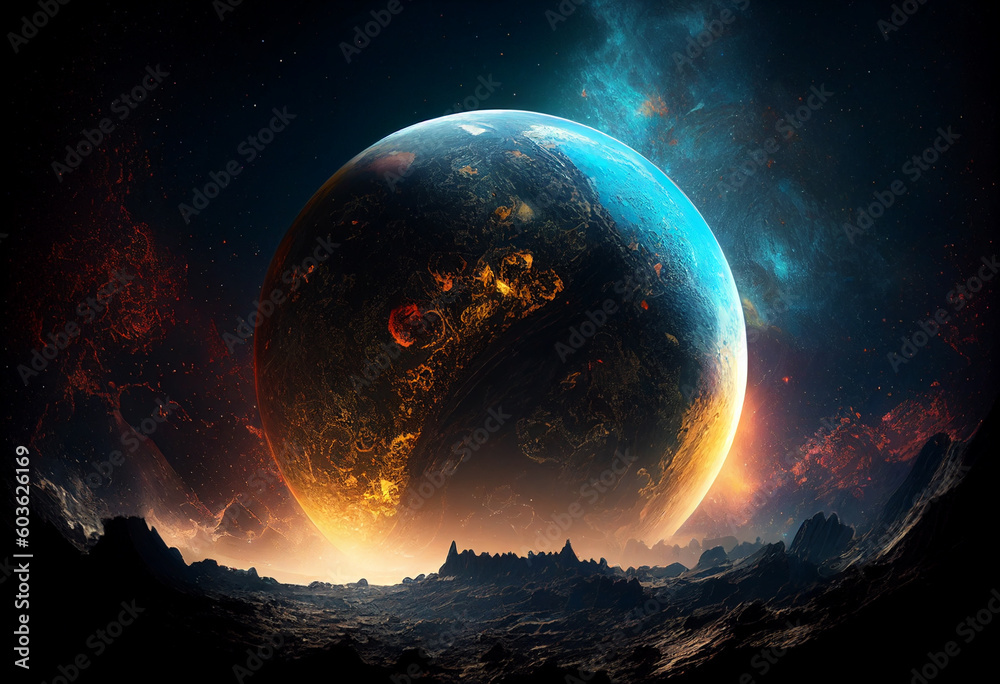 Wall mural earth from space showing the beauty of space exploration. 3d rendering generative ai
