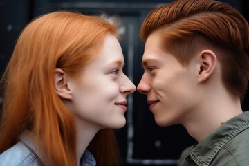 a young couple looking at each other lovingly, created with generative ai