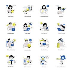 Fototapeta premium Set of SEO Marketing Flat Illustrations