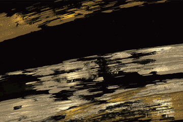 ゴールドの筆で滑らかな曲線を表現した黒ベースの豪華な和風背景素材
