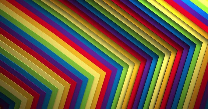 Animation of rainbow coloured lines moving on seamless loop