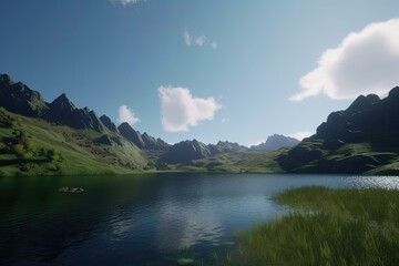 lake and mountains Generative Ai