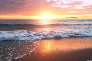 Fototapeta na wymiar sunset on the beach Generative Ai