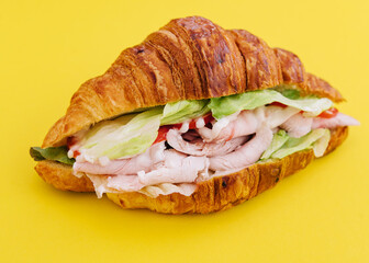 croissant brioche bread with chicken breast and vegetable