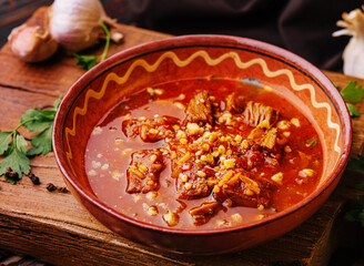 Mexican hot chili con carne in a bowl