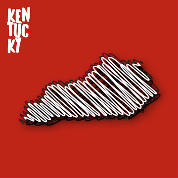 Vector Illustration Of Kentucky Map In Hand Drawn Doodle Style. Suitable For Use As Magnets And Posters.