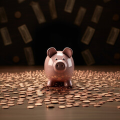 Piggy bank Money box saving money Coin Finance Saving money Financial education Investing Generative AI